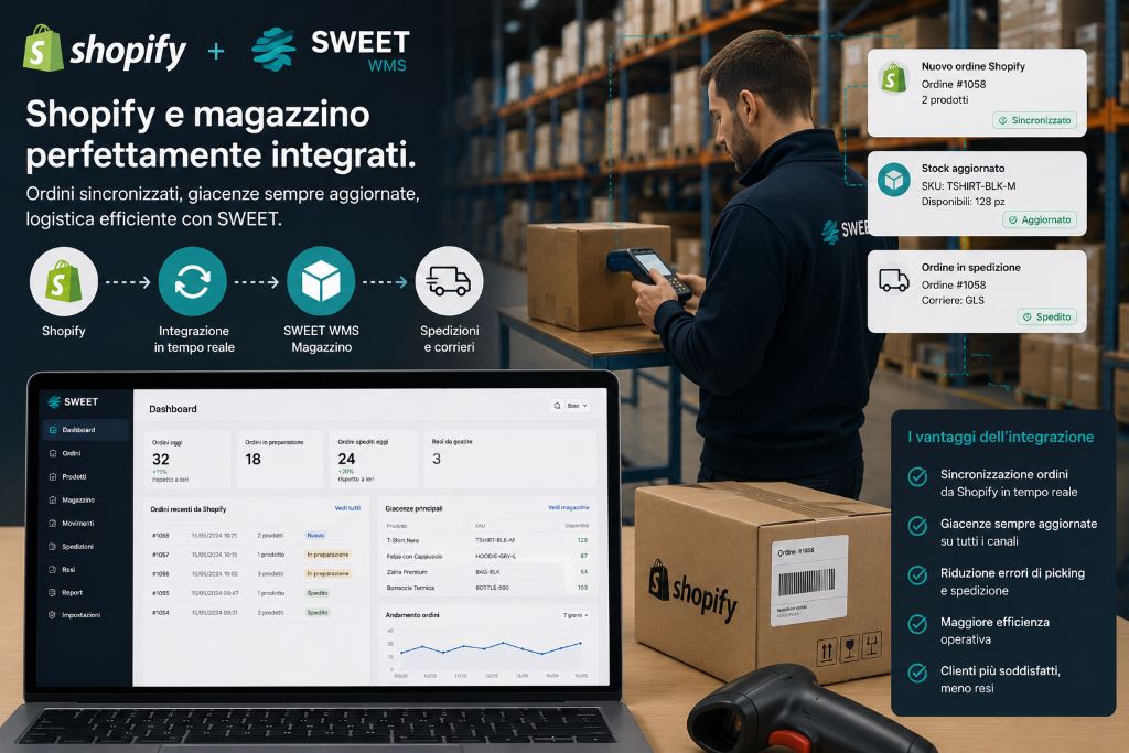 Integrazione Shopify: come collegare il tuo shop online a un magazzino gestito davvero